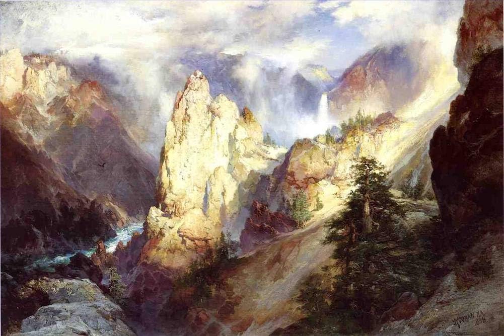 Paintings - $80-$1500 Hand Painted by Art Academies' Teachers - 23 Moran Paintings - Landscape landscape mountains Thomas Moran LEMN2 - Famous Oil Painting on Canvas -Size02