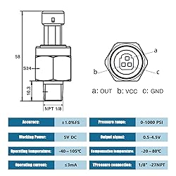FUSCH 1000 PSI Pressure Transducer Sensor with