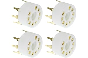 SQXBK 4PCS B9A Ceramic 9 Pin Gold PCB Tube Socket for 12AX7/ECC83/6922/6n11