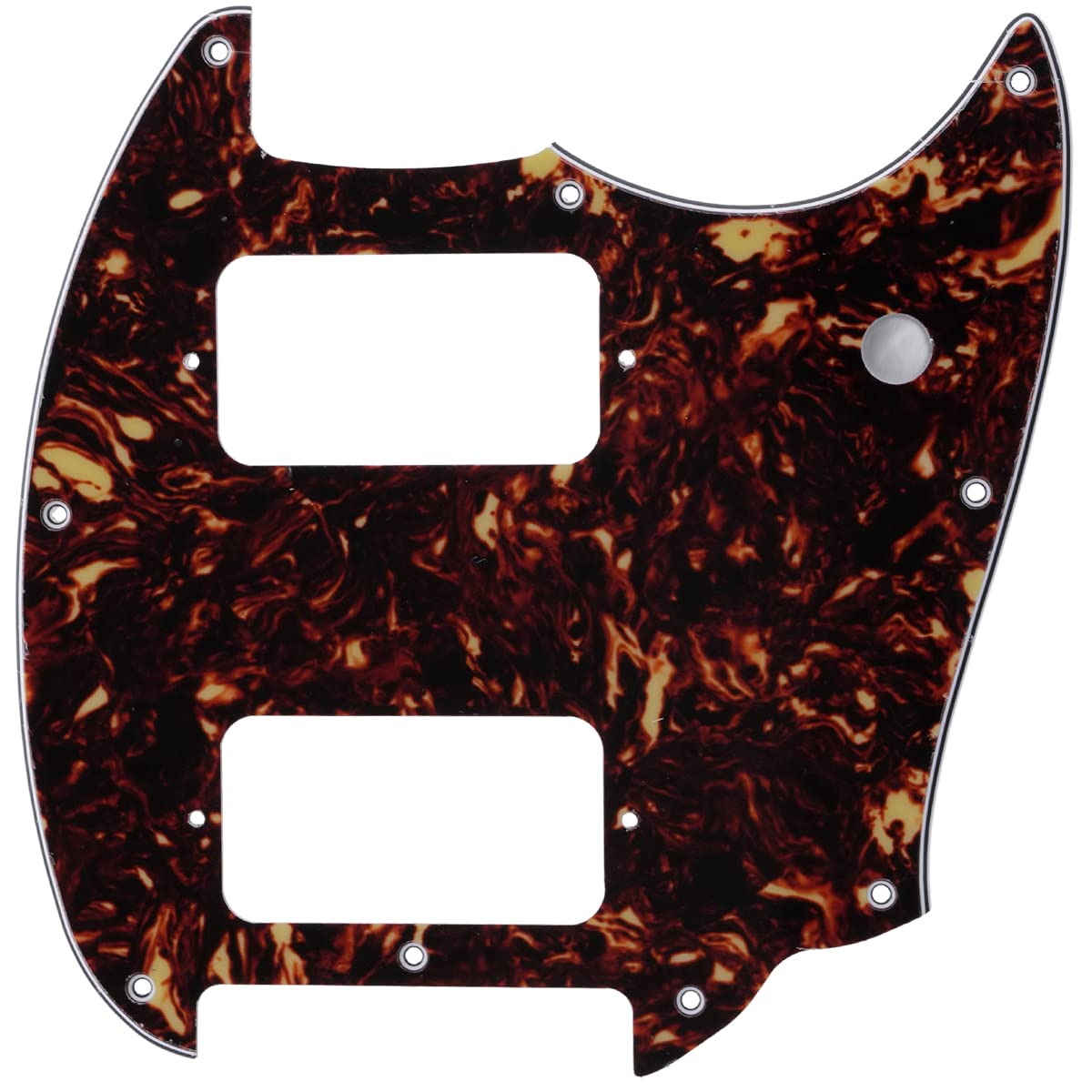 Musiclily Pro 9 Holes Round Corner HH Guitar Pickguard 2 Humbuckers for Squier Bullet Series Mustang Electric Guitar, 4Ply Tortoise Shell