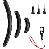 HSU 3 in 1 Curved Extension Arm Kit, Extension Pivot Arm Adjustable Monopod Bracket for GoPro Hero 13/12/11/10/9/8/7/6/5 Black, Session 5/4, DJI Osmo Action and More