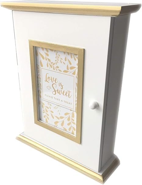 Charming House Design Wooden Key Rack Keys Holder Storage Box 6 Hooks Wall Hang With Photo Frame White Gold Amazon Co Uk Kitchen Home