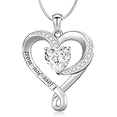 925 Sterling Silver Jewelry Engraved Love Heart Pendant Necklace Gift for Women Girls Mum