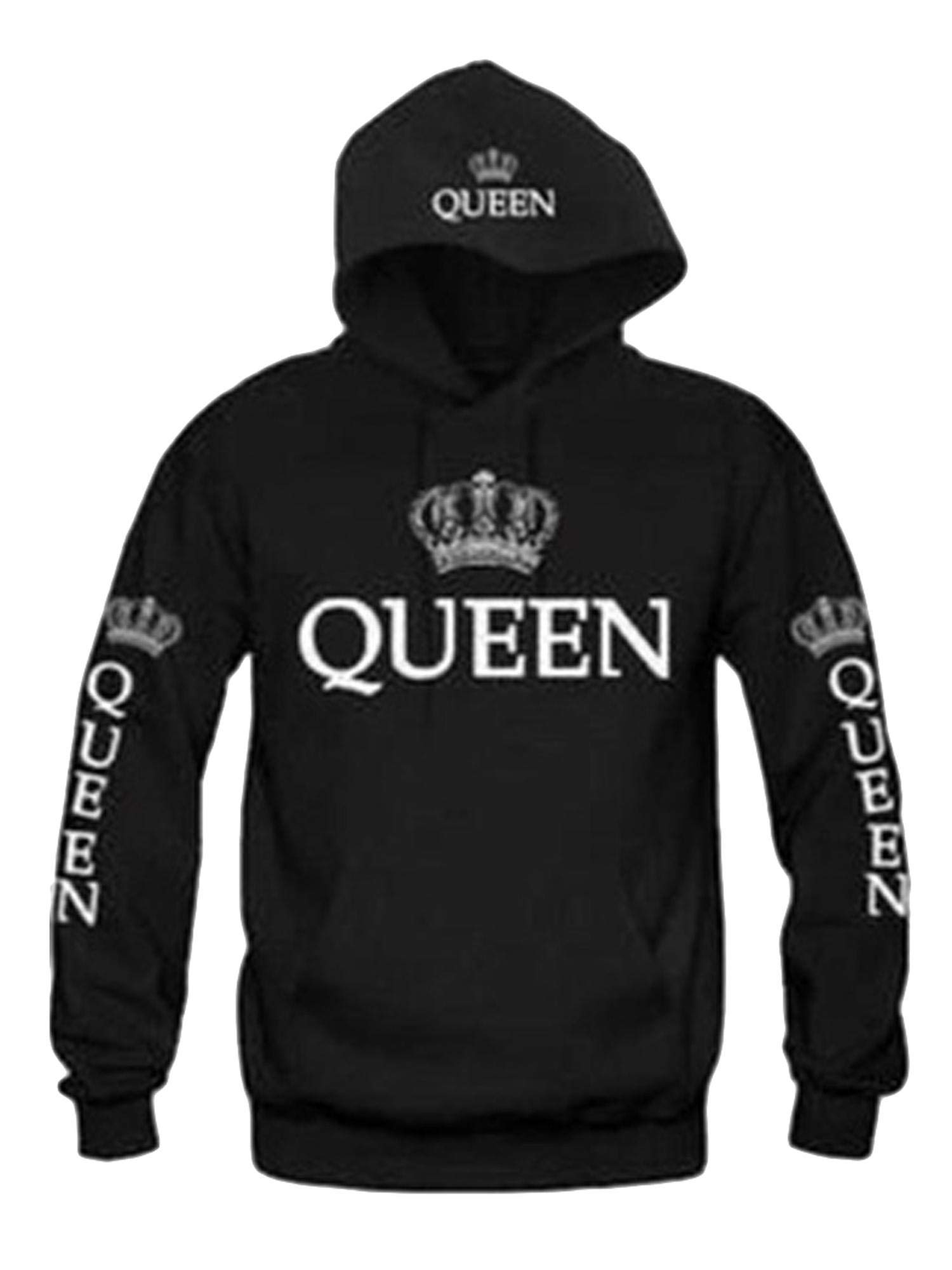lazinem Neudas Unisex Casual Hooded Neck Long Sleeve Letter Print Front Pocket Hoodie Sweater Fashion Hoodies Black