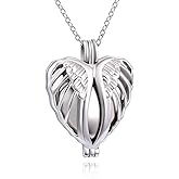 925 Sterling Silver Angel Wings Memorial Urn Locket Necklace for Ashes Jewelry Cremation Necklaces