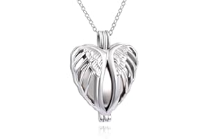 ACJNA 925 Sterling Silver Angel Wings Memorial Urn Locket Necklace for Ashes Jewelry Cremation Necklaces