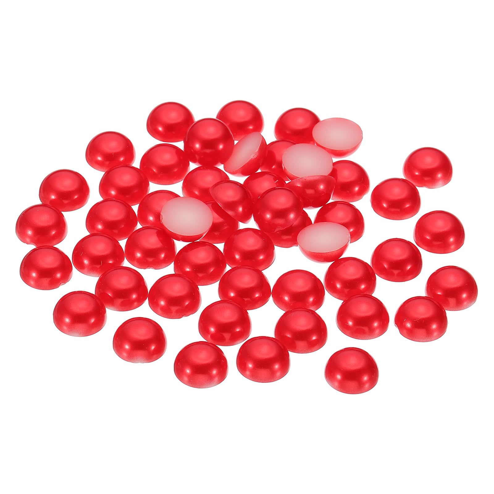 PATIKIL 200Pcs Flatback Pearls Beads for Crafting, 12mm Half Round Resin Beads Flatback Pearls for Nail Charms Handmade Phone Case Embellishment, Red