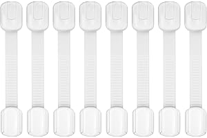 DEFINE ESSENTIALS Child Safety Cabinet Locks, 8-Pack, Easy Install with 3M Adhesive, No Screws or Drilling, Multi-Purpose Latches for Cabinets, Drawers, Doors, Kitchen, Ovens, Toilets