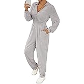 Pink Queen Jumpsuits for Women Collar V Neck Long Sleeve Rompers Casual Sport Outfits