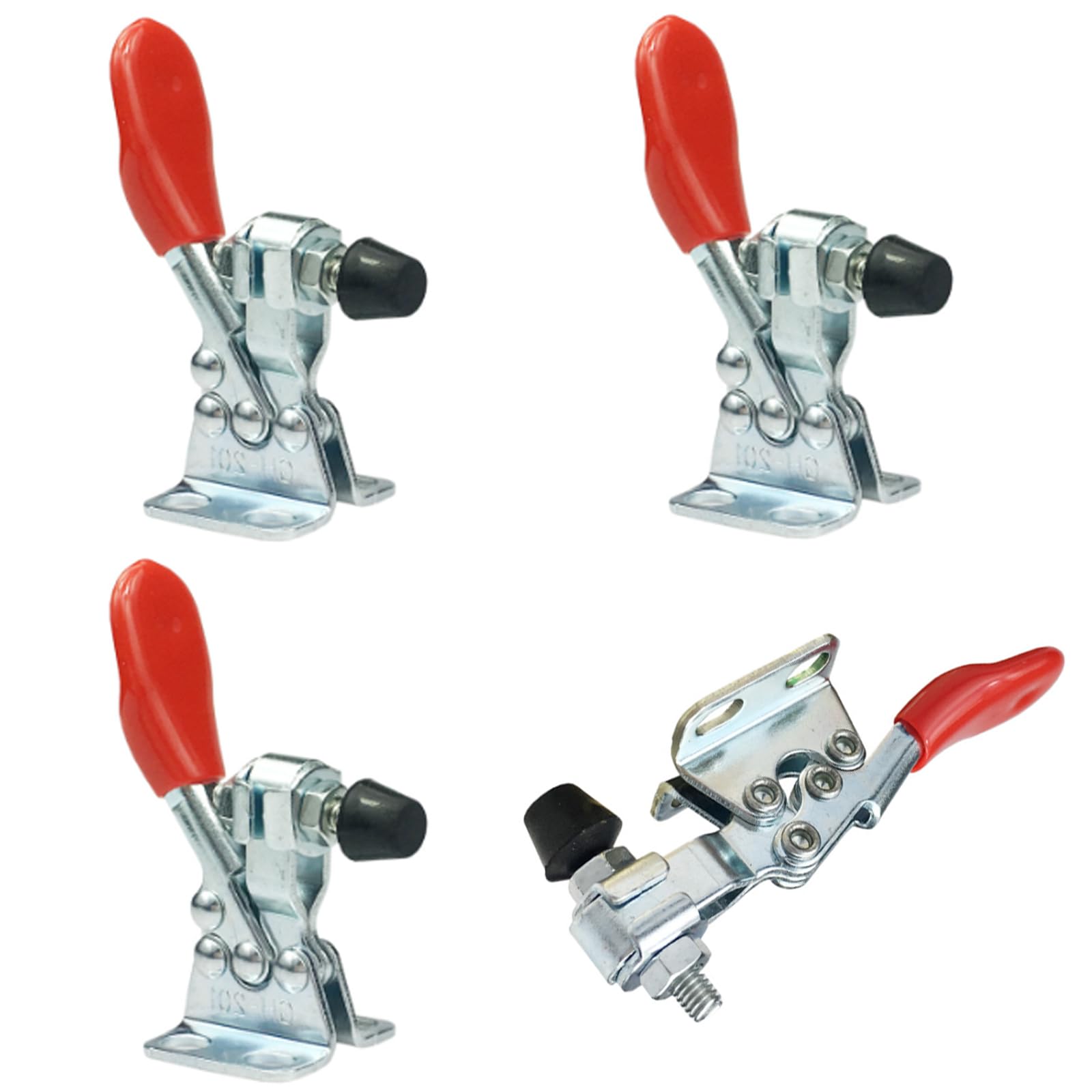 Wjelet 4pcs Toggle Clamp for Woodwork GH-201, 60Lbs Quick Release Welding Clamps, Anti-Slip Toggle Clamps,for Woodwork Projects(Red)