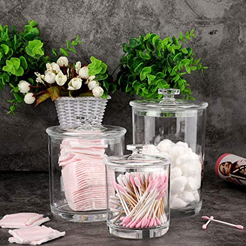 Hipiwe Clear Plastic Apothecary Jars with Lid, Large Size Bathroom