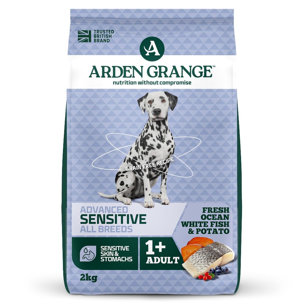 Arden Grange Sensitive Adult Dry Dog Food Grain Free with Fresh Ocean White Fish and Potato, 2 kg