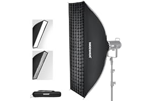 NEEWER 12"x47" Quick Setup Foldable Rectangular Strip Softbox Bowens Mount with Diffusers/Honeycomb Grid/Bag, Compatible with Godox Aputure 120d Video Lights Q4 Studio Flash Strobes, NS17S