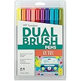 Tombow 56217 Dual Brush Pen Art Markers, Retro, 10-Pack. Blendable, Brush and Fine Tip Markers