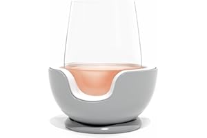 VoChill Stemless Wine Glass Chiller | Keep the Chill In Your Glass | New Wine Accessory | Separable & Refreezable Chill Cradle | Actively Chills Stemless Glassware | Stone, Single Stemless