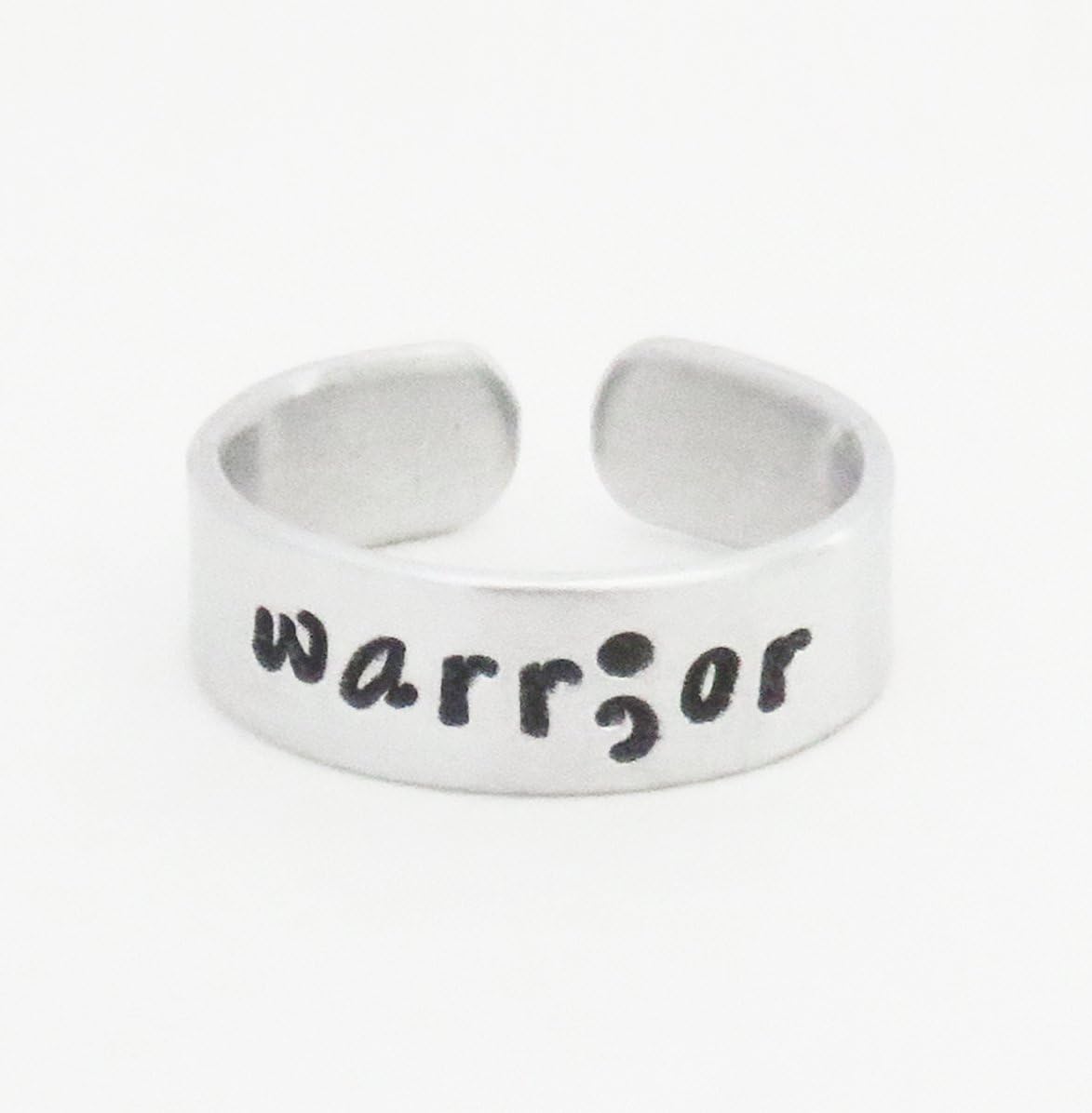 Lightweight aluminum warrior ring with semicolon suicide depression awareness recovery survivor fighter jewelry