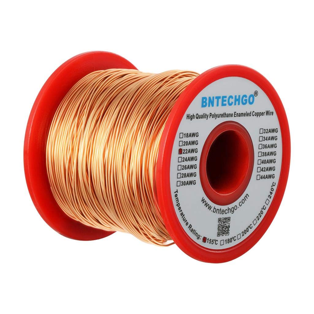 BNTECHGO 22 AWG Magnet Wire - Enameled Copper Wire - Enameled Magnet Winding Wire - 1.0 lb - 0.0256" Diameter 1 Spool Coil Natural Temperature Rating 155℃ Widely Used for Transformers Inductors