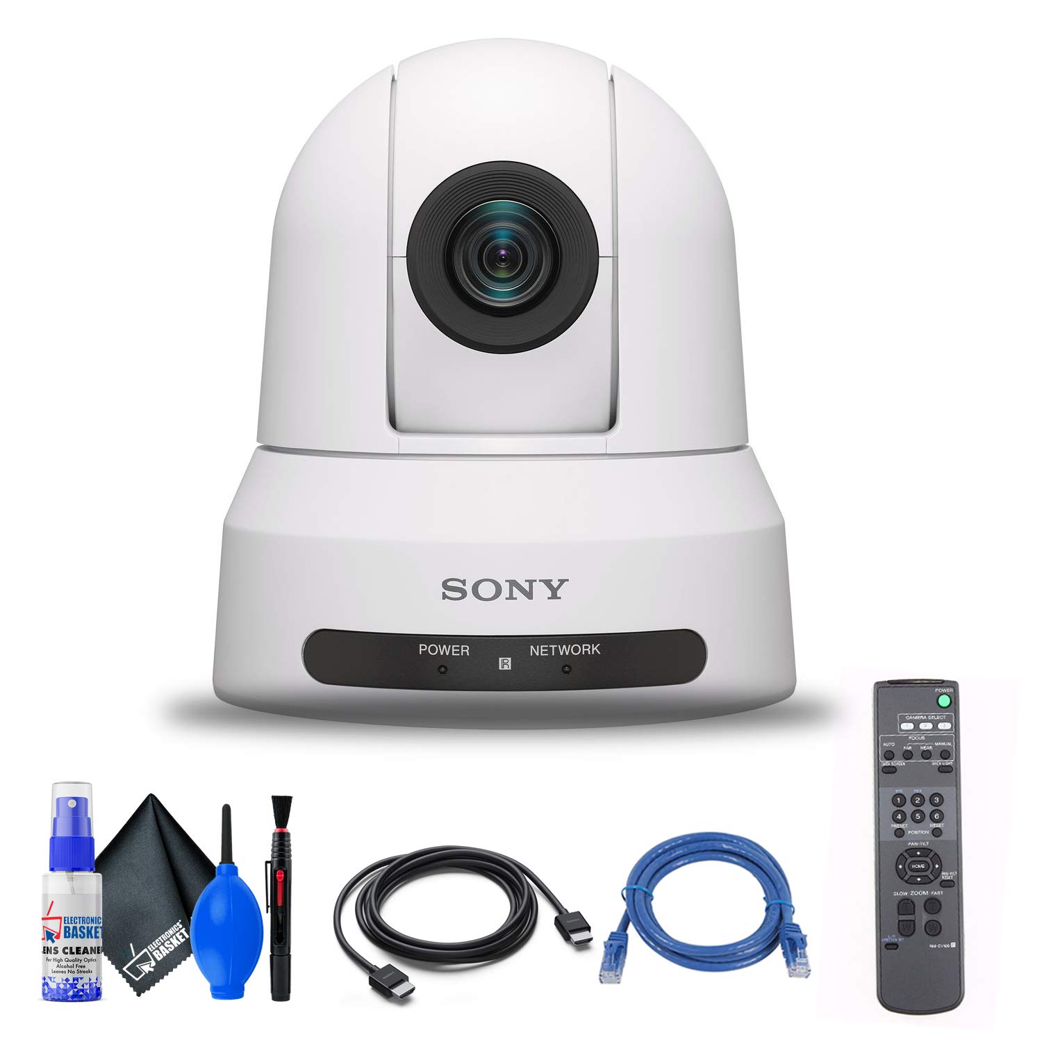 Sony SRG-X120 1080p PTZ Camera with HDMI, IP & 3G-SDI Output (SRG-X120/W) + Ethernet Cable + Cleanin