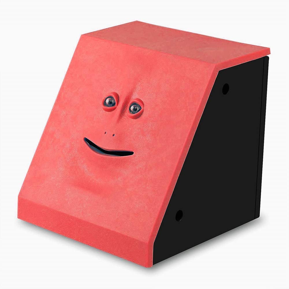 Youngine Novelty Face Bank Coin Eating Savings Bank Kids Money Saving Collection Piggy Bank (Red)