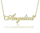 AOLO Angelica Heart Name Necklace 18k Gold Plated