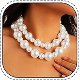 Kesvb Layered Chunky Pearl Choker Necklace White Big Pearl Necklaces Bridal Wedding Jewelry for Women