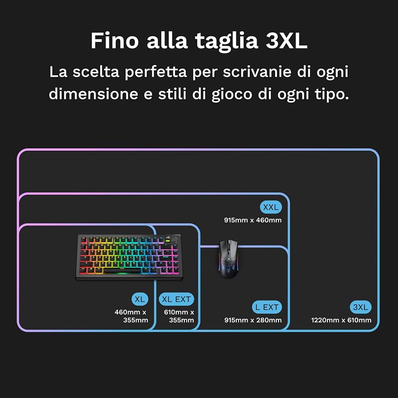 Gaming Musmatta GMP 2 GLED Large Extended – 2-Zones RGB-belysning, InfiniGlow sömlös kant, Premium tygyta, Halkfri gummibas – 915 mm×280 mm×3 mm – extra stor skrivbordsmatta