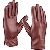 MGGMOKAY Mens Leather Gloves Lambskin Touch Screen Gloves Warm Cashmere Lined