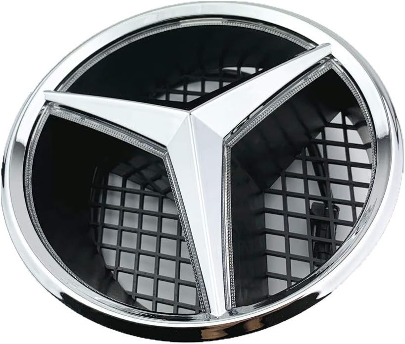 Car Front Grilled Emblem LED Illuminated Logo Badge Light Works with Mercedes Benz 2008-2013 C W204, 2006-2012 GLK W204, 2005-2010 W245 - White Light