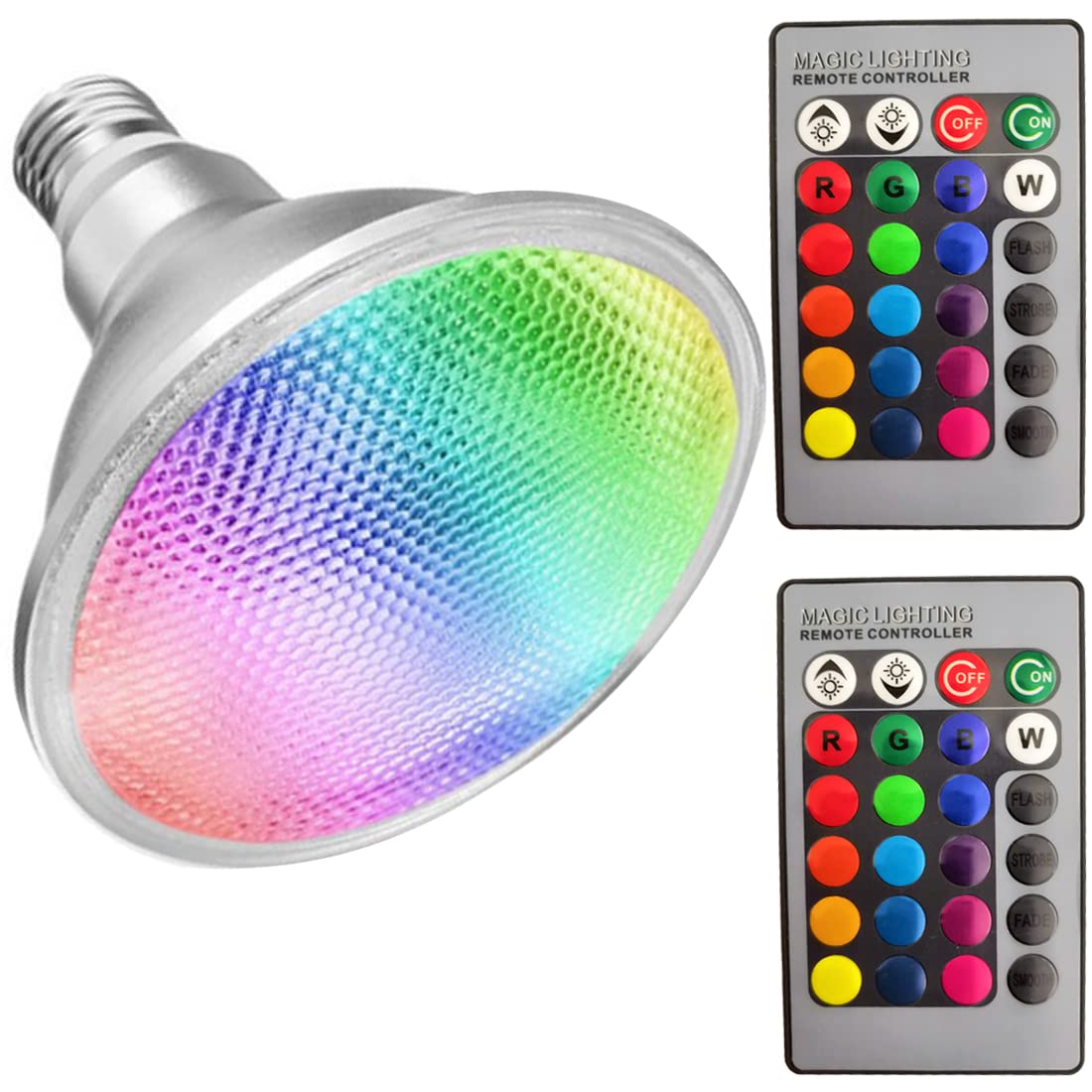 YAKAiYAL 20W Par38 RGB E27 LED Bulbs COB Waterproof IP65 Floodlight Bulb Reflector Spotlight Lamp AC85-265V 120 Degrees 1-Pack