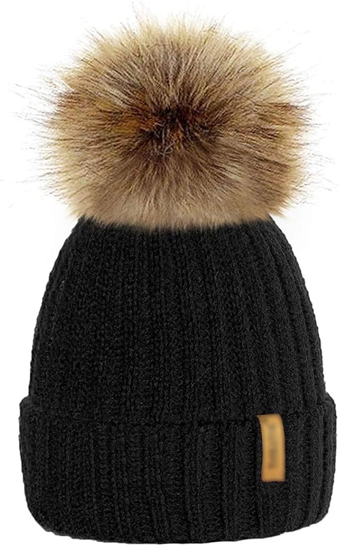 kids hat with pom pom