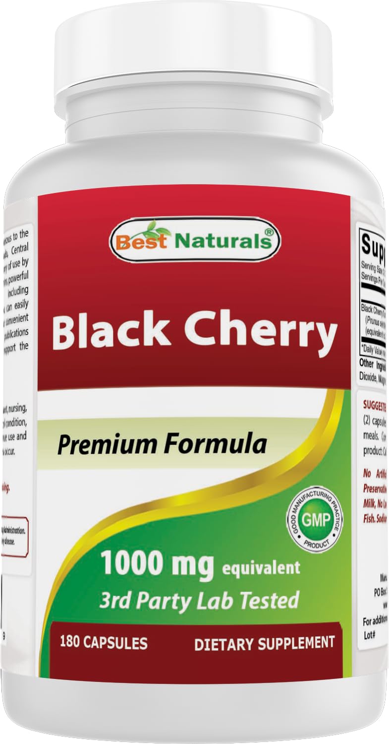 Best Naturals Black Cherry 1000 mg 180 Capsules (180 Count (Pack of 1))