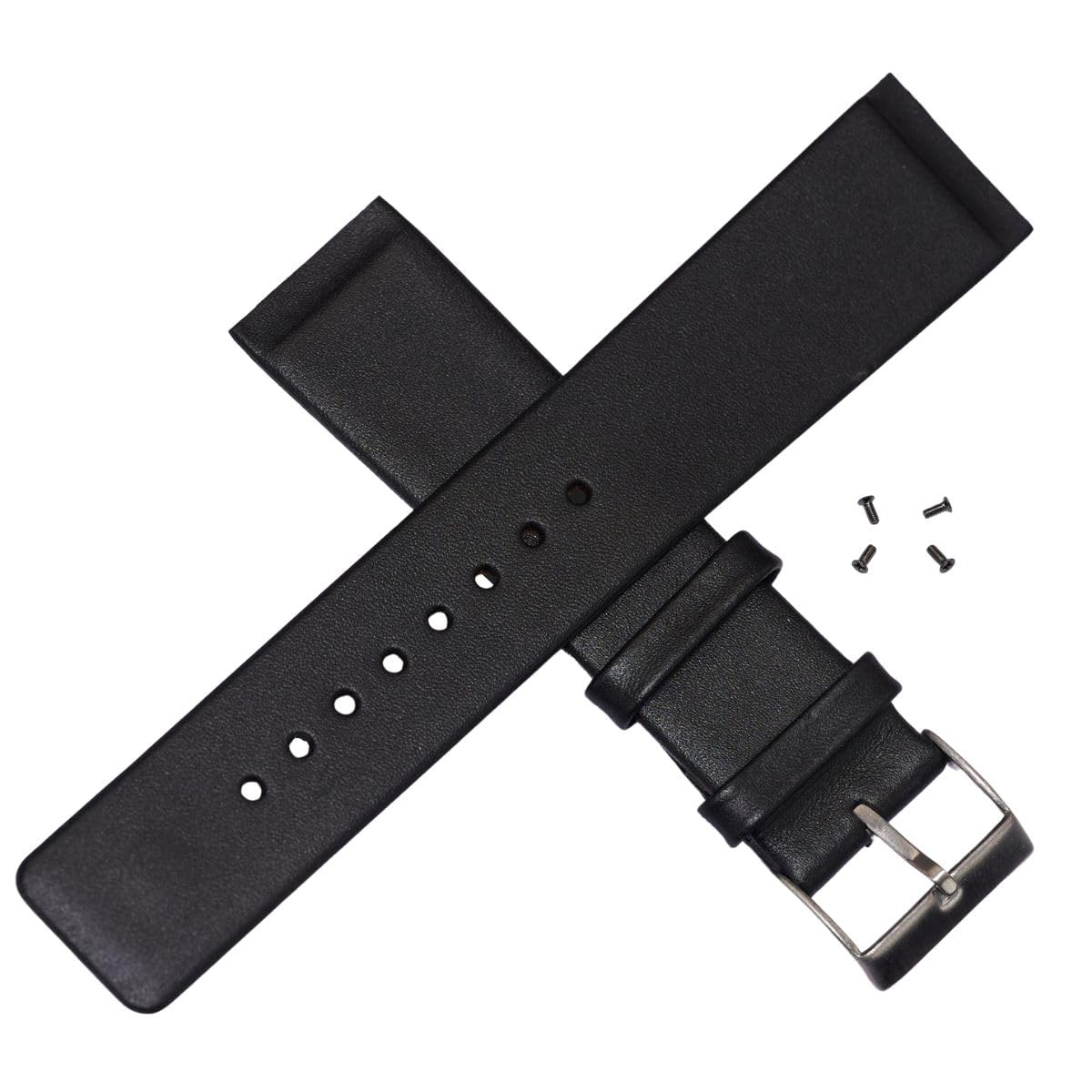 Black Leather Watch Strap Compatable for 22mm Skagen With Screws Band 233XXLSLB…