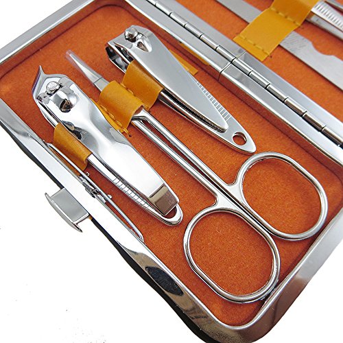 Dealglad 7pcs Stainless Steel Nail Care Personal Manicure & Pedicure Set ,Nail Clippers Scissors Travel & Grooming Kit Tool (Rose)