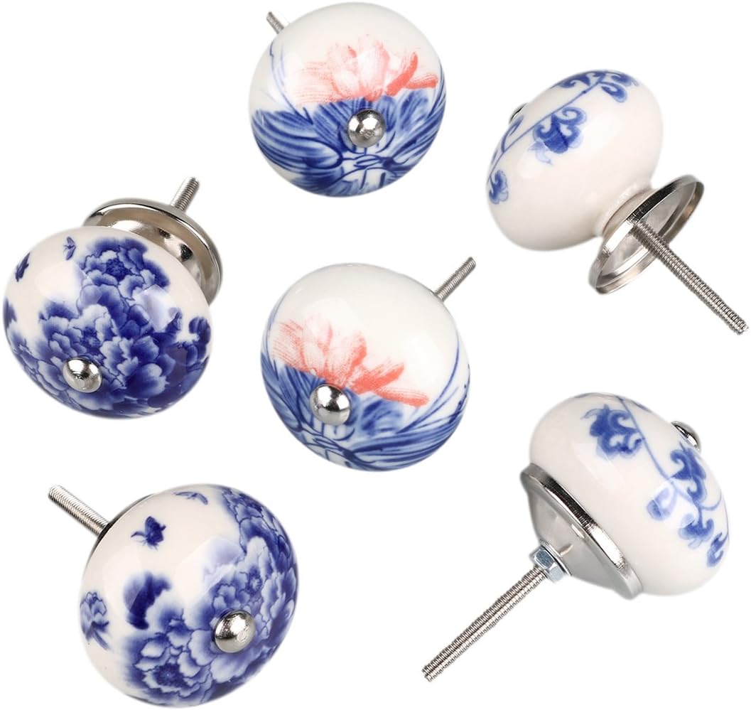 Unique Knobs Metal Light Blue Flower Knobs Winter Blue Home Vintage Blue Shabby Chic