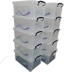 10 cajas de almacenamiento transparentes con tapa, apilables, plástico