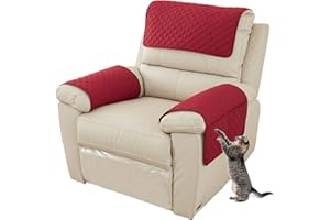 EXTLEZSA Sofa Armrest Cover, Headrest Cover for Recliner Chair Arm Cover,Armchair Slipcover Nonslip Quilted Furniture Protector for Pets Leather Sofa Couch (Red,1 Person (Set of 3))