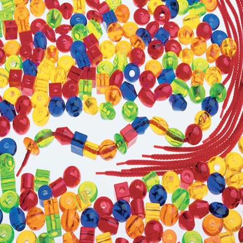 Constructive Playthings 250 pc. Giant Transparent Stringing Beads with 8 Tipped…