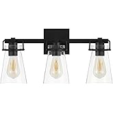 Ceybo Bathroom Vanity Light 20"" Inch, 3 Light Modern Black Wall Sconce Lighting with Clear Glass Shade, Lamps for Mirror, Be