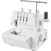 VEVOR Serger Overlock Sewing Machine 1250 SPM 2 3 4 Thread 0.7 2 Feed White | Home Tailoring And Small Business Finishing, Free Arm For Cuffs Hems, Built In LED Light, Easy Setup, Includes Needles Bobbin