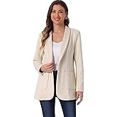 Allegra K Faux Suede Blazer for Women's Lapel Collar One Button Dressy Suit Jacket Small Beige