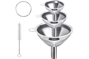 Funnels for Filling Bottles, Stainless Steel Kitchen Funnel Set with Cleaning Brush, Small Funnel for Transferring Oil Liquid