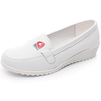 Shenn Damen Plattform Medizin Klassisch Komfort Krankenschwester Rindsleder Schuhe 3355