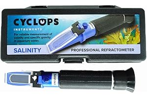 CYCLOPS INSTRUMENTS Professional Salinity Premium Refractometer for Seawater, Marine Fishkeeping Aquarium, Pools, and Tanks, 0-100 PPT Salinity Tester with Automatic Temperature Compensation (ATC)