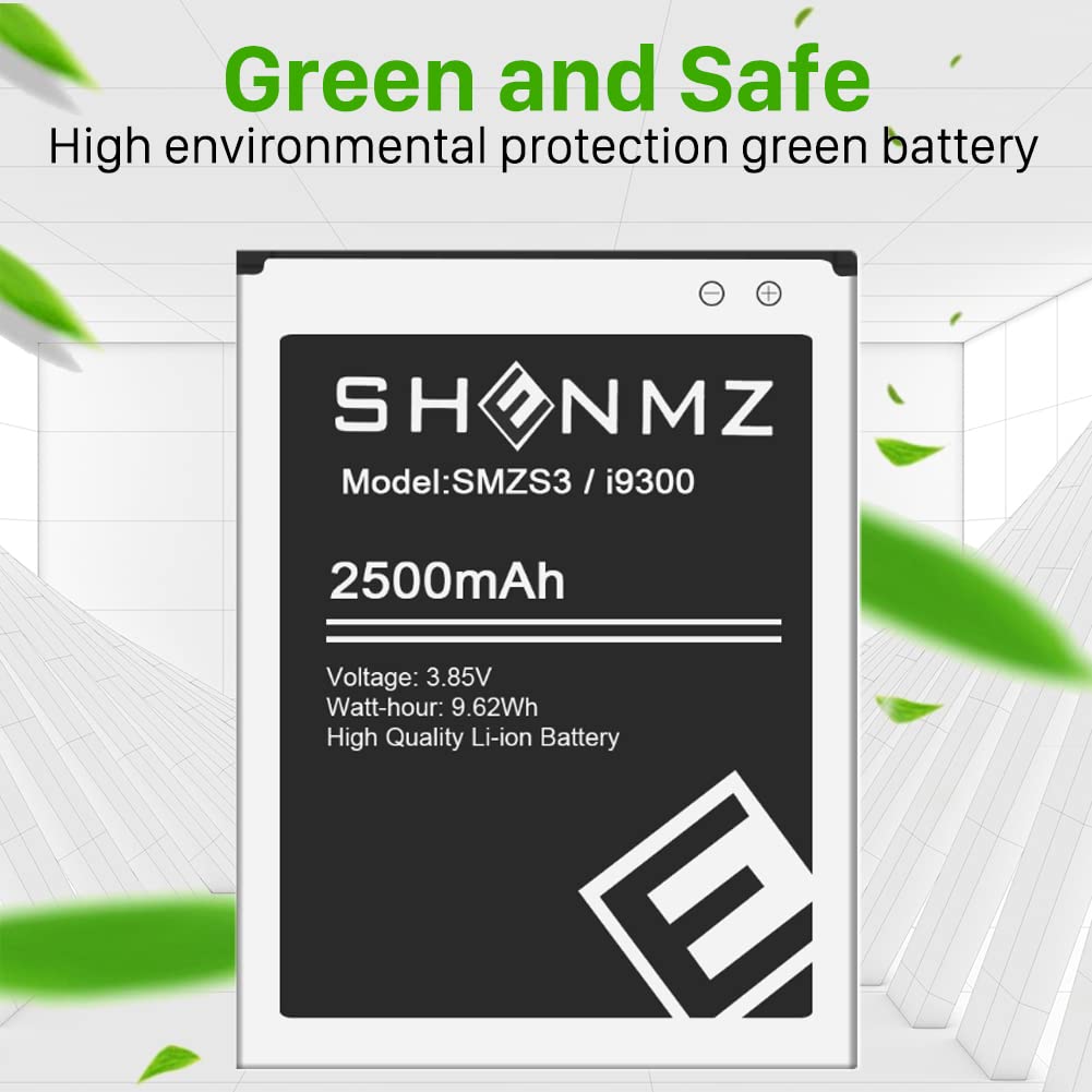 SHENMZ Galaxy S3 Battery, New Upgraded 3200mAh Li-ion Replacement Battery for Samsung Galaxy S3,EB-L1G6LLU,Verizon I535 i9300,T-Mobile T999,Sprint L710,AT&T I747,R530,LTE I9305