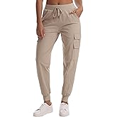 Women's Cargo Joggers Water Resistant Athletic Travel Hiking Pants with Zippered Pockets for All Season