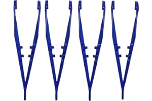 AHHKZT Plastic Tweezers, Disposable First Aid Pickup Grabbers with Finger Ridges, Suitable for Lab, Home, Dressing, Crafts, Elementary Science, School Class, Pack of 30, Blue