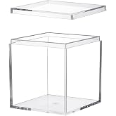 KissYou Acrylic Jewelry Storage Box, 3.35x3.35x3.35 Inch | Acrylic Box Clear Boxes with Lid Small Acrylic Square Cube Jewelry Storage Boxes Wedding Birthday Candy Boxe