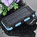 10000mAh Solar Panel Charger Dual USB External Battery with 2LED Flashlight Carabiner Compass, Outdoor Backup Power Pack for iPhone iPad iPod Cell Phone Tablet Camera (Dark blue)