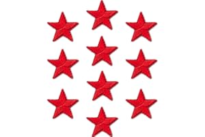 LAUGHING LIZARDS Red One Inch Star Patches, (10-Pack) Iron On Star Embroidered Patch Applique Embellishments for Clothing, Jackets, Backpacks, and Decorations (Red, 1")