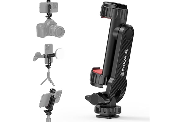 SYNCWIRE Phone Tripod Mount, Universal Cell Phone Holder Tripod with 2 Cold Shoe and 1/4" Screw, 360° Rotates & 180° Tilts Ad